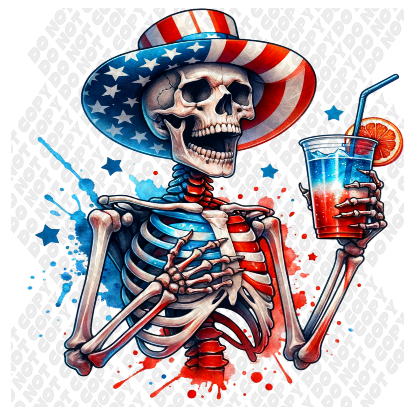 4th Of July Skeleton DTF Transfer