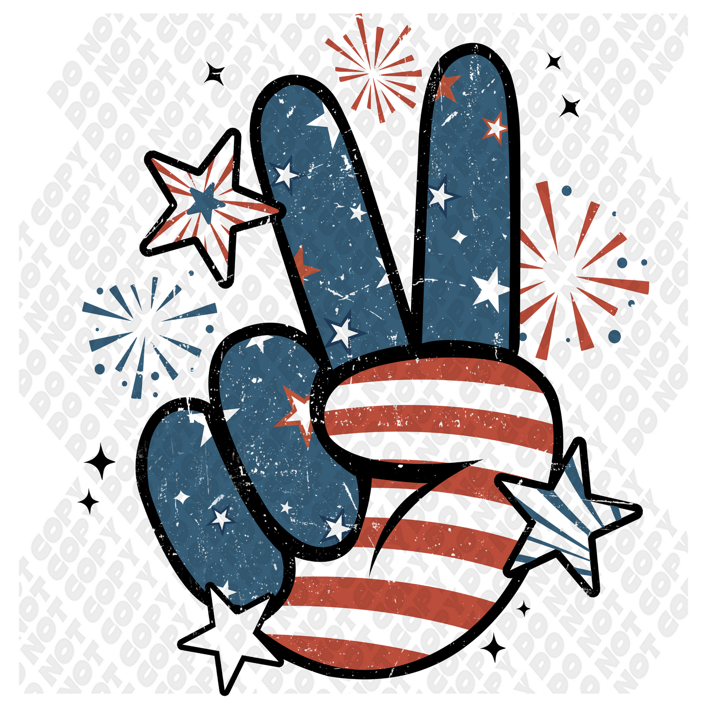 4th Of July Peace DTF Transfer