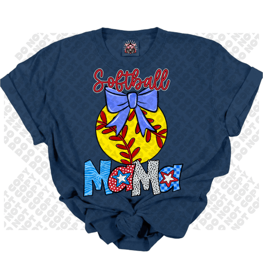 Softball MAMA Star Colorful DTF Transfer
