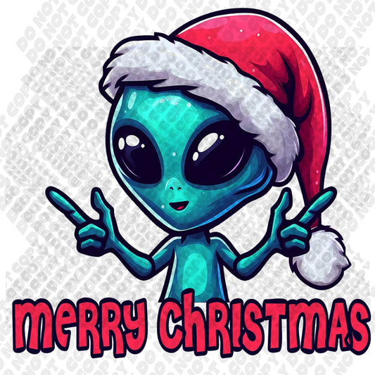 Merry Christmas Alien DTF Transfer