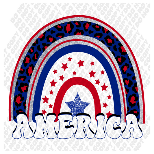 America Rainbow 4th of July Transfer