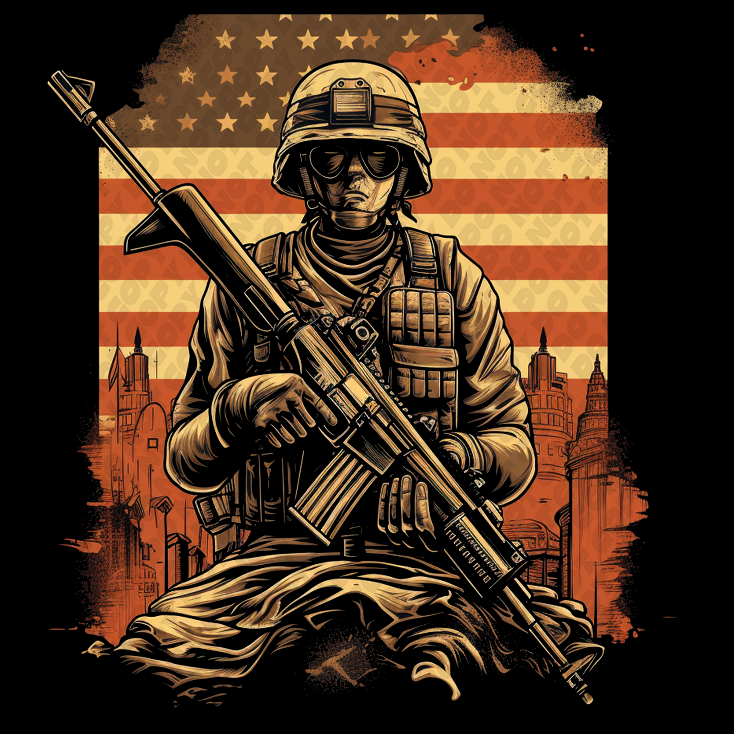 American Flag Military DTF Transfer