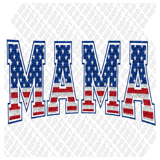 MAMA Glitter 4th of July DTF Transfer