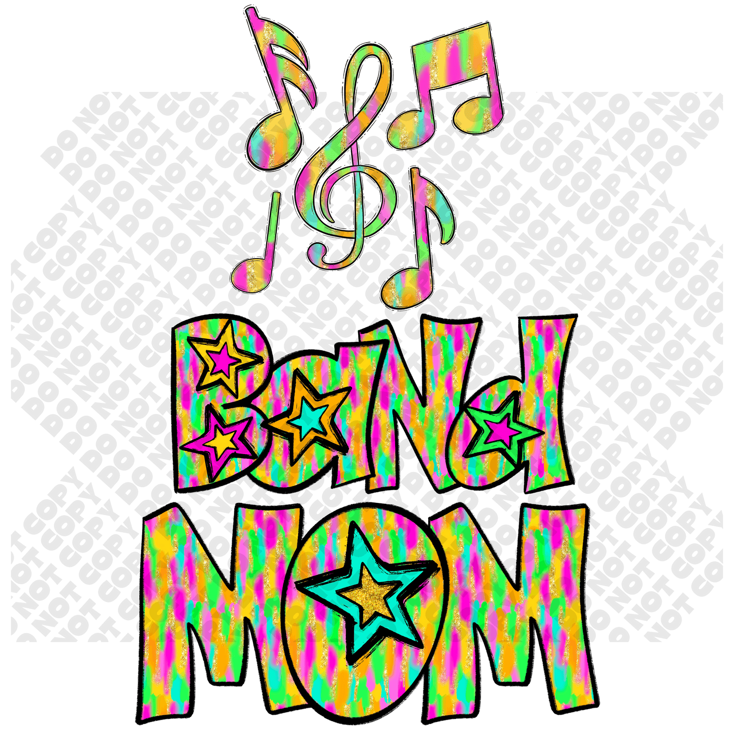 Band Mom Star Colorful DTF Transfer