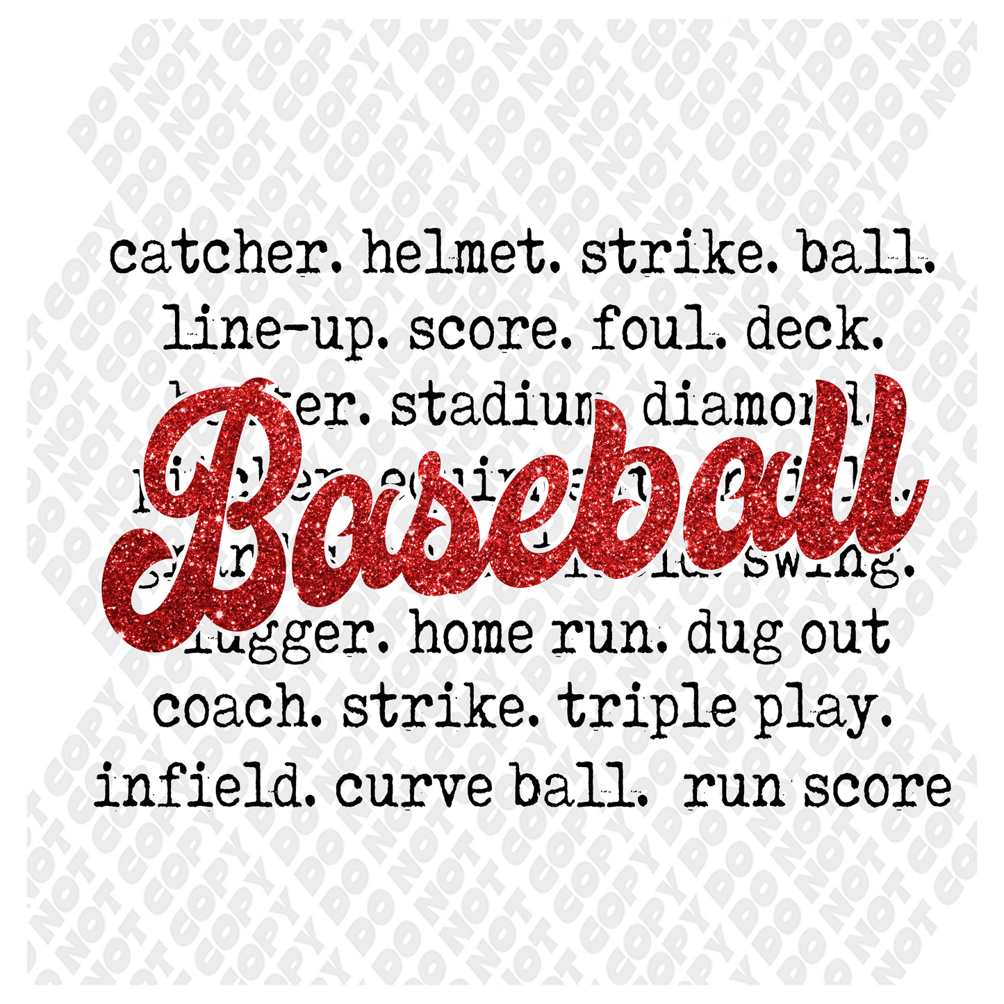 Baseball The Game Glitter Transfer