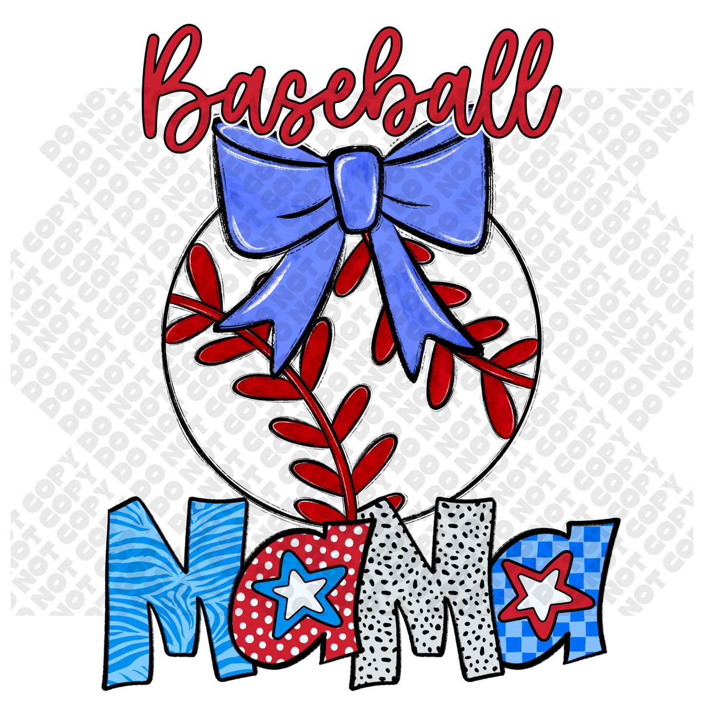 Baseball MAMA Star Colorful DTF Transfer