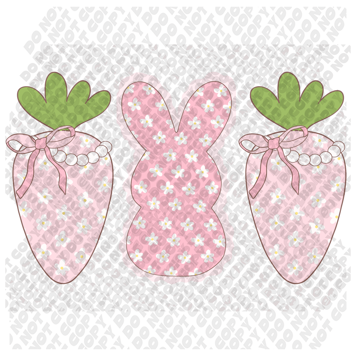 PInk Carrot And Bunny Transfer
