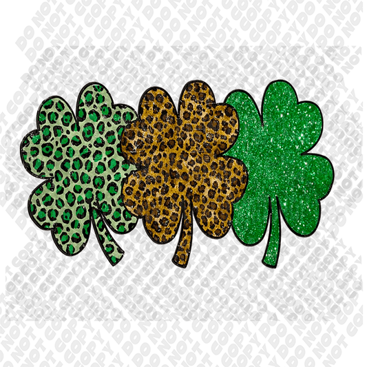Cheetah Clovers Glitter Transfer
