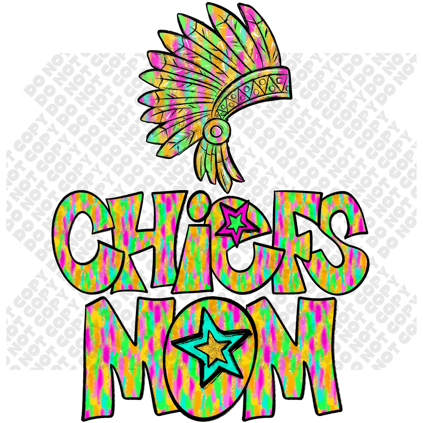 Chiefs Mom Star Colorful DTF Transfer
