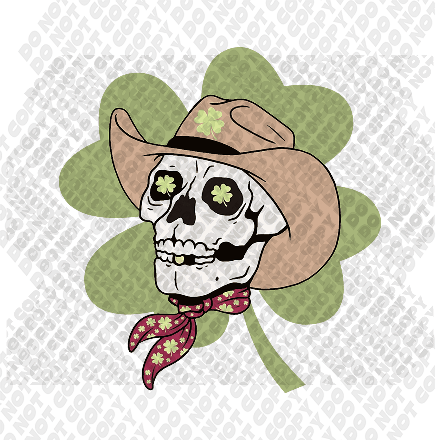 Clover Skeleton Cowboy Transfer