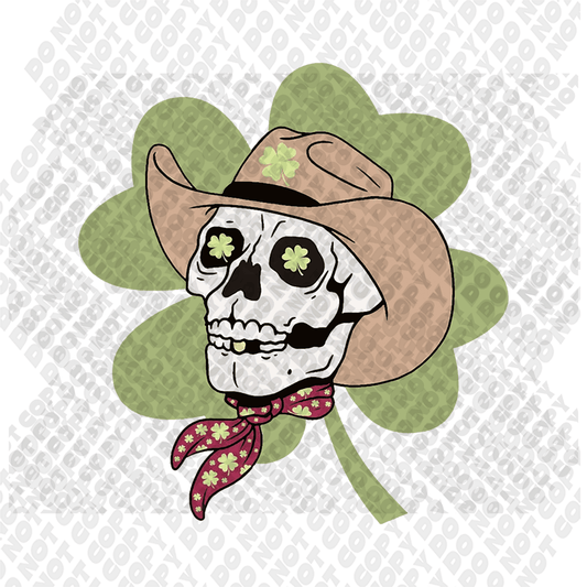 Clover Skeleton Cowboy Transfer