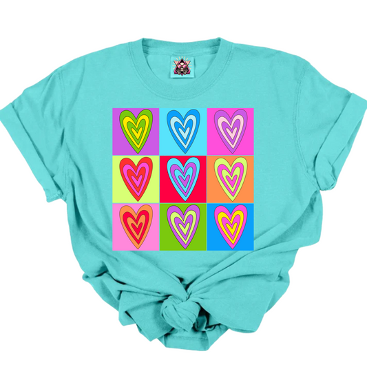 Colored Hearts DTF Transfer
