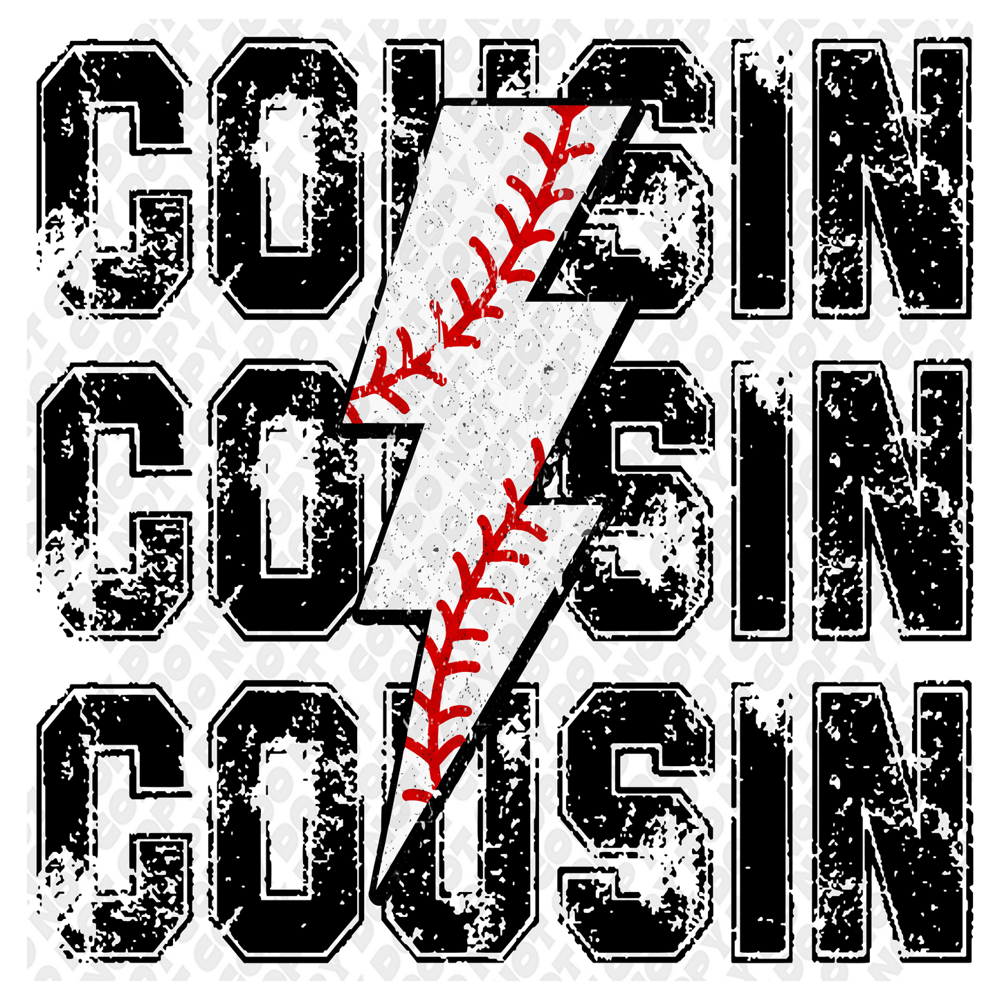 Cousin Baseball Lighting Bolt DTF Transfer