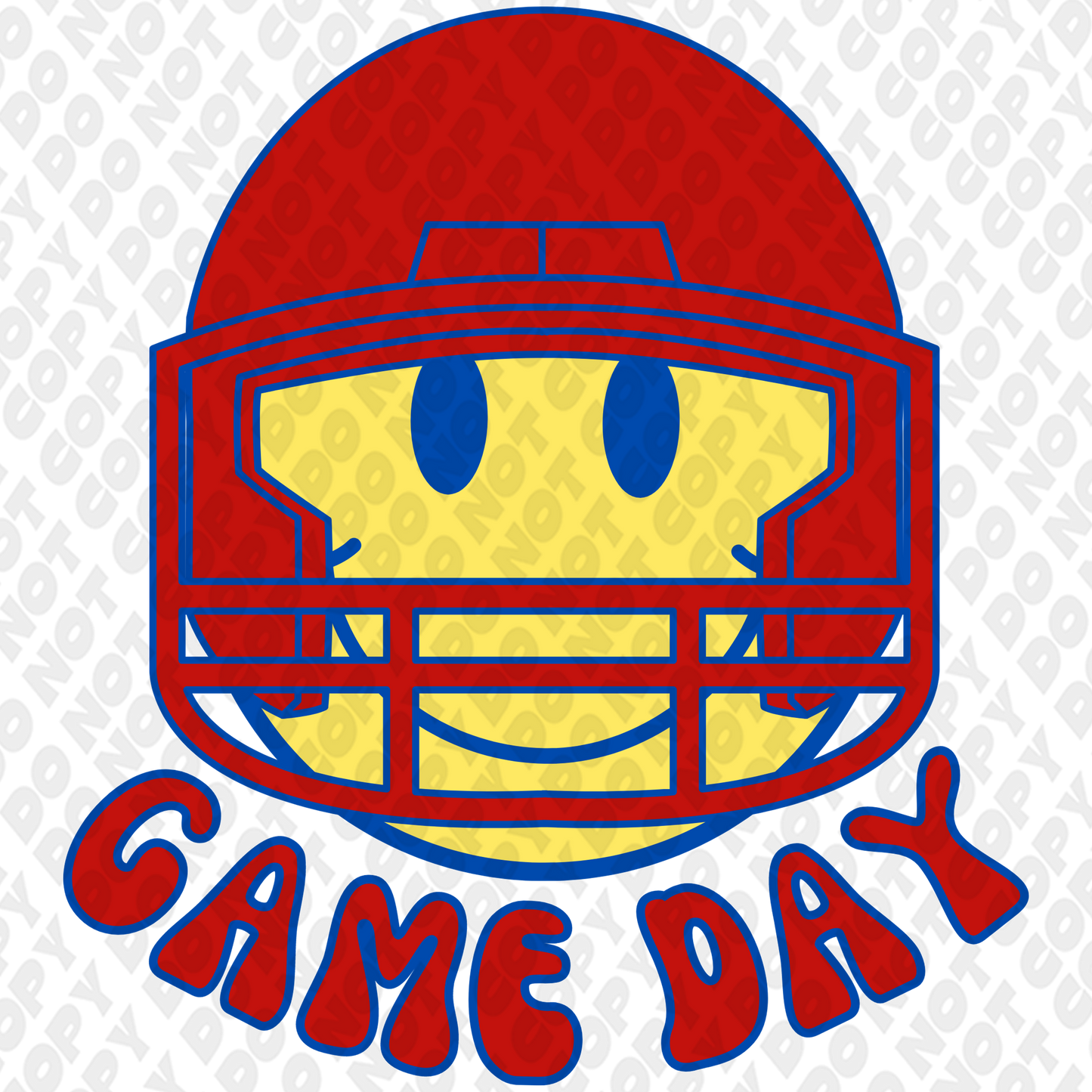Dark Red Light Yellow Blue Smile Game Day