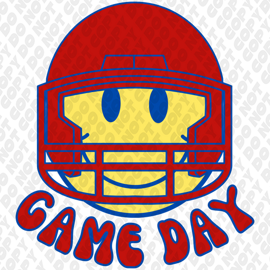 Dark Red Light Yellow Blue Smile Game Day