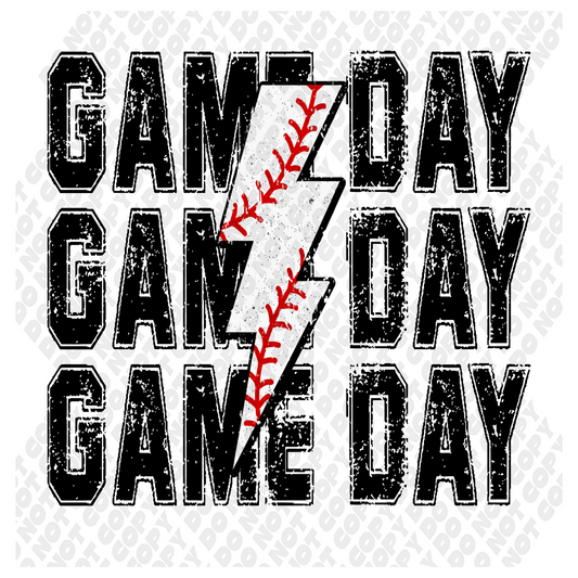 Game Day Baseball Bolt DTF Transfer