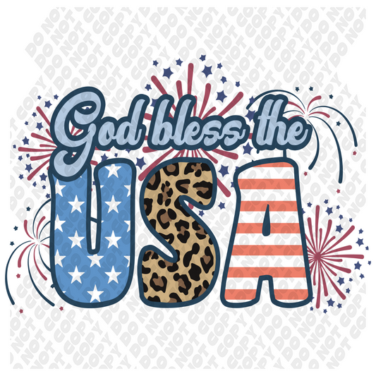 God Bless The USA 4th of July DTF Transfer