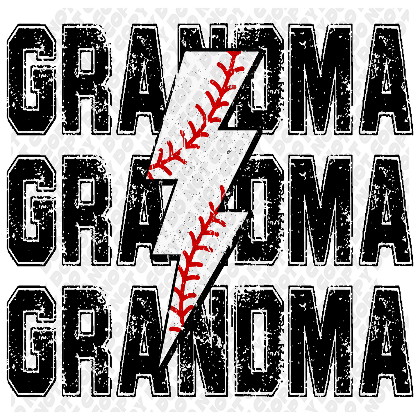 Grandma Baseball Lighting Bolt DTF Transfer