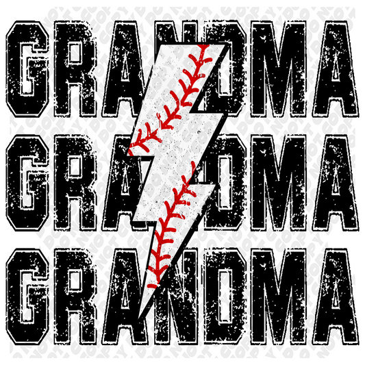 Grandma Baseball Lighting Bolt DTF Transfer