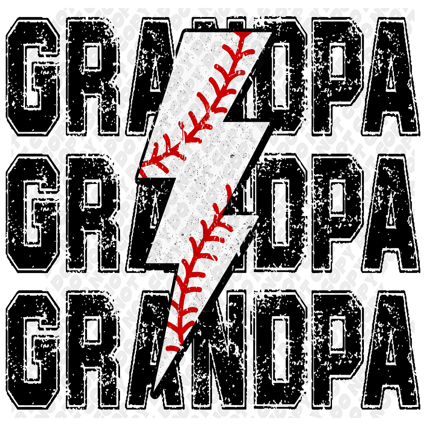 Grandpa Baseball Lighting Bolt DTF Transfer