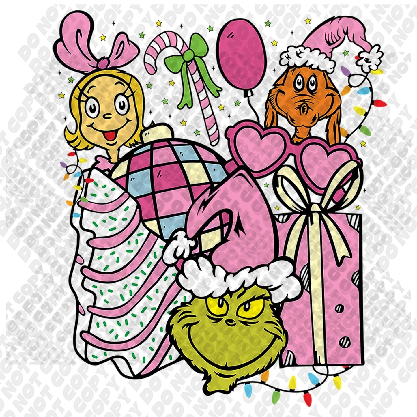 Grinchmas Retro Pink Transfer