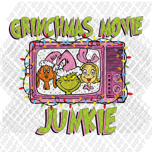 Grinchmas Movie Junkie Pink Transfer