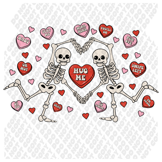 Skeleton Hug Me Valentine Transfer