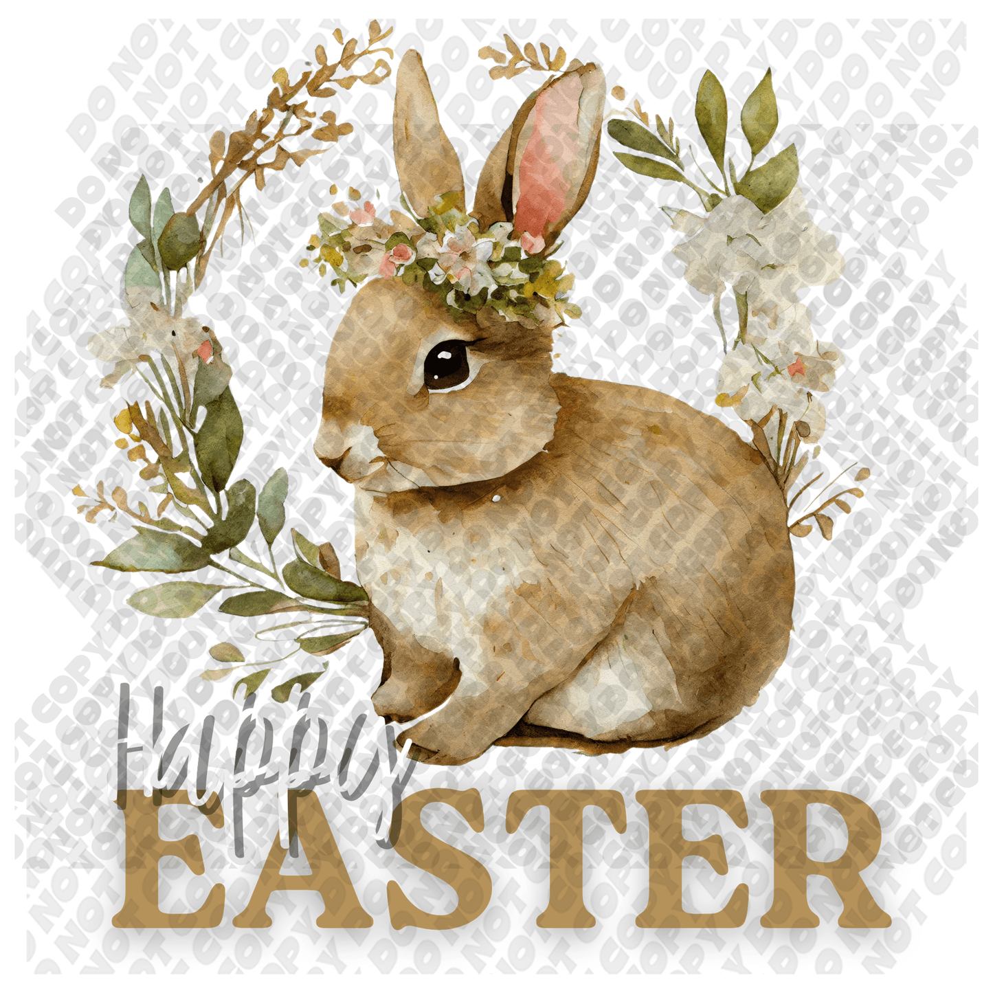 Happy Easter Brown Bunny Transfer