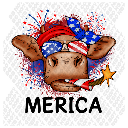 Merica Heifer 4th of July DTF Transfer