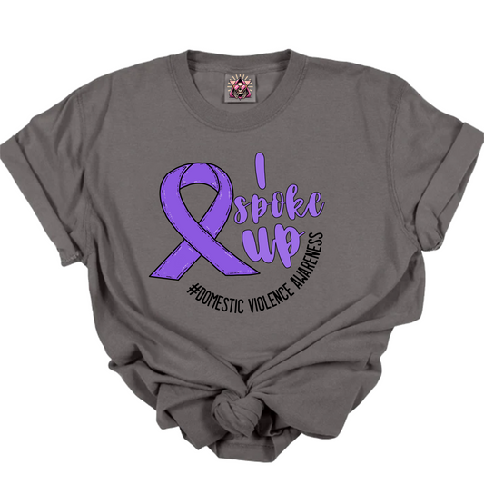 I Spoke Up Domestic Violence Awarness Purple Ribbon DTF Transfer
