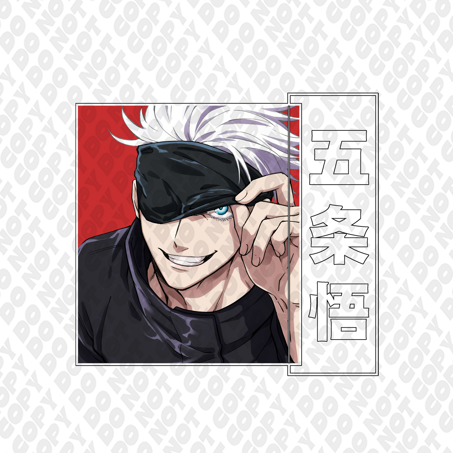 Gojo Peaking Head Shot Poster Full Color Red