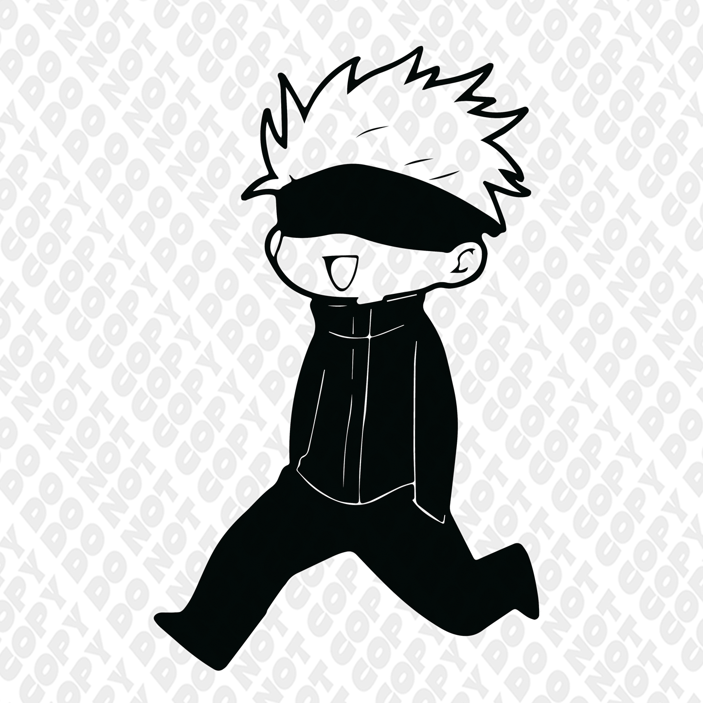 Gojo Chibi Skipping Outline