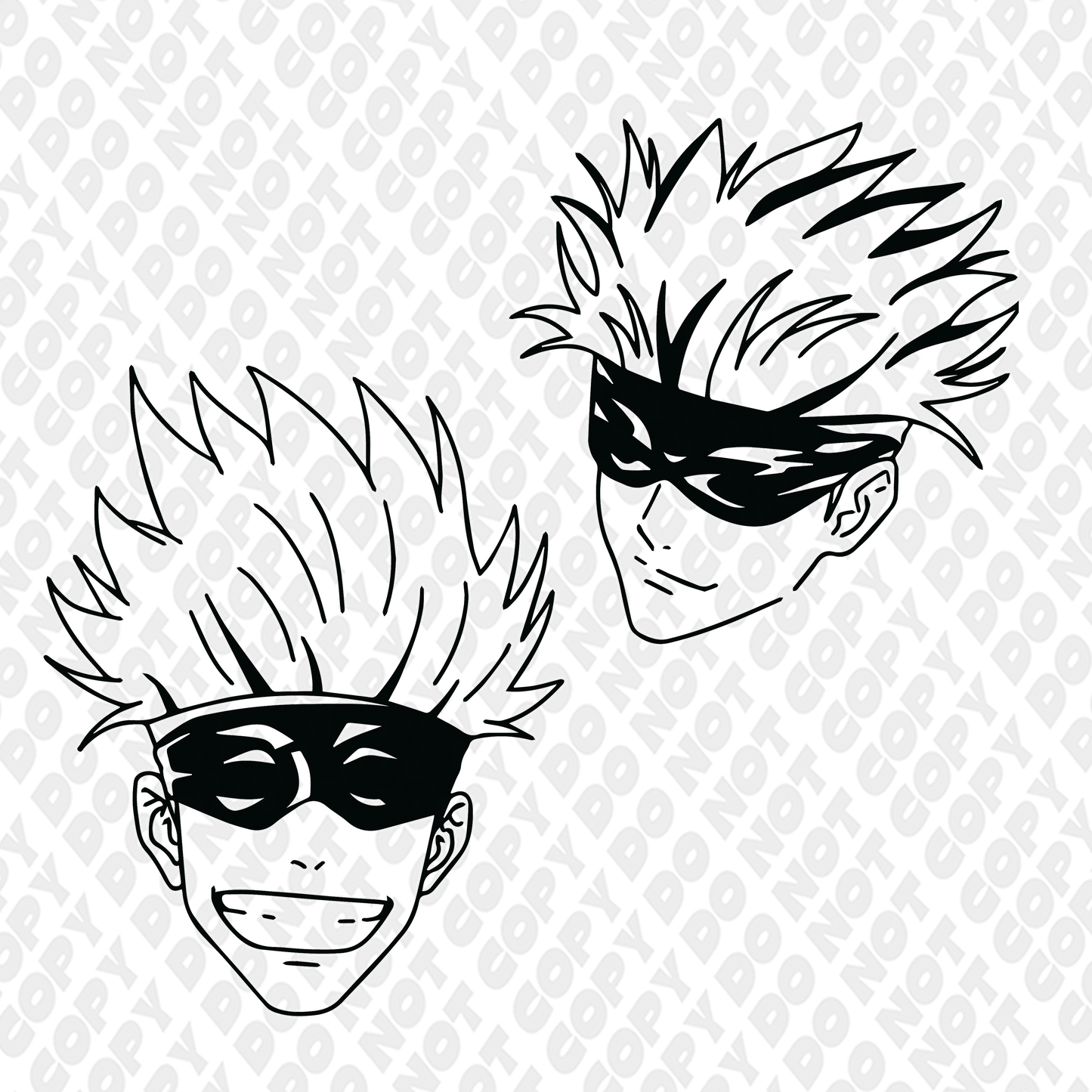 Gojo Two Heads Equal Happy Outline