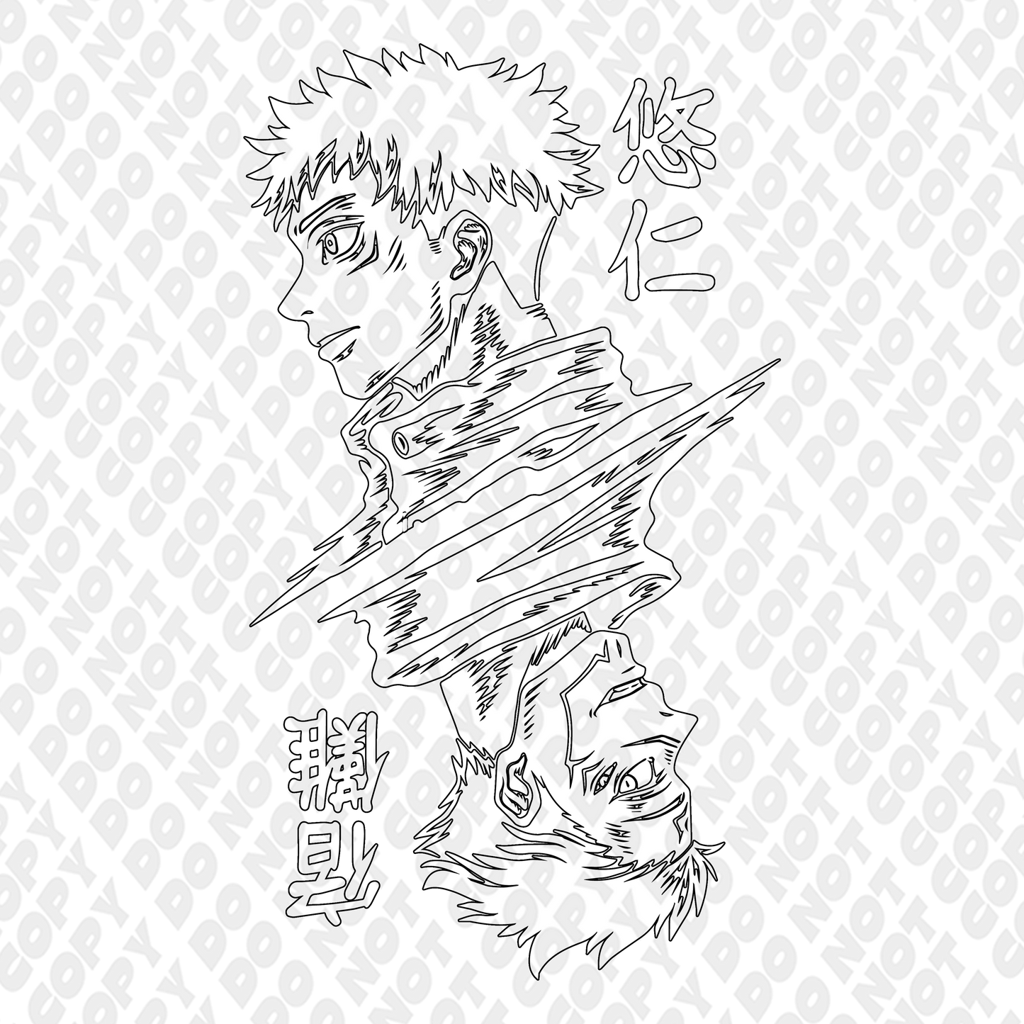 Itadori and Sukuna Two Halves Outline