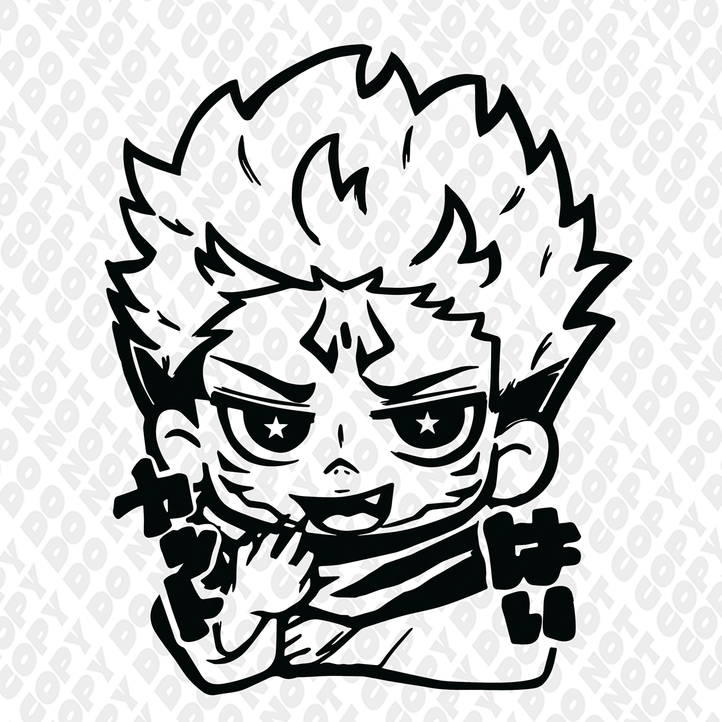 Sukuna Starry Eyed Chibi Head Outline
