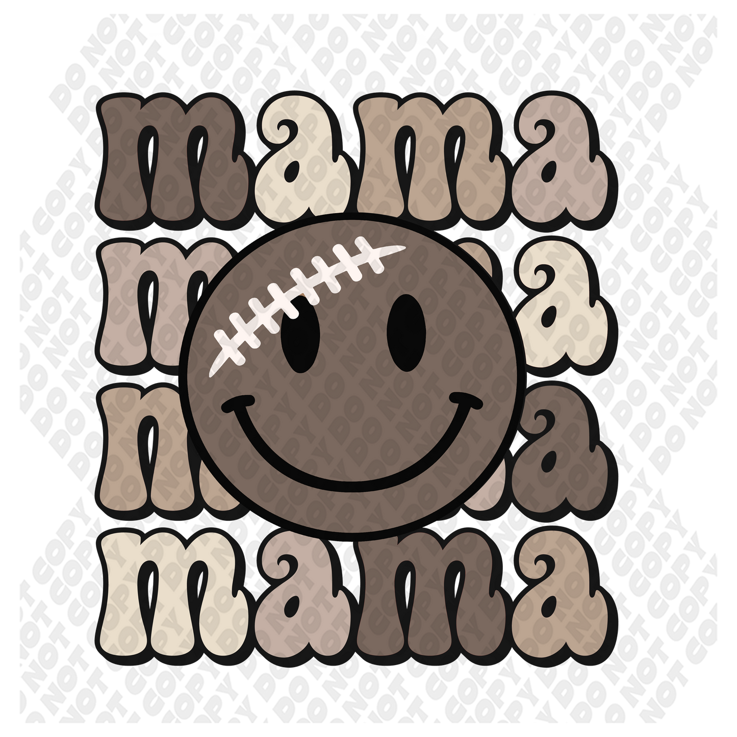 Mama Football Smiley Face DTF Transfer