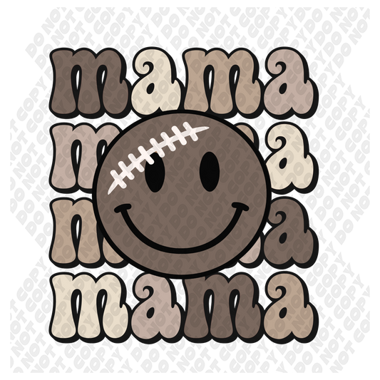 Mama Football Smiley Face DTF Transfer