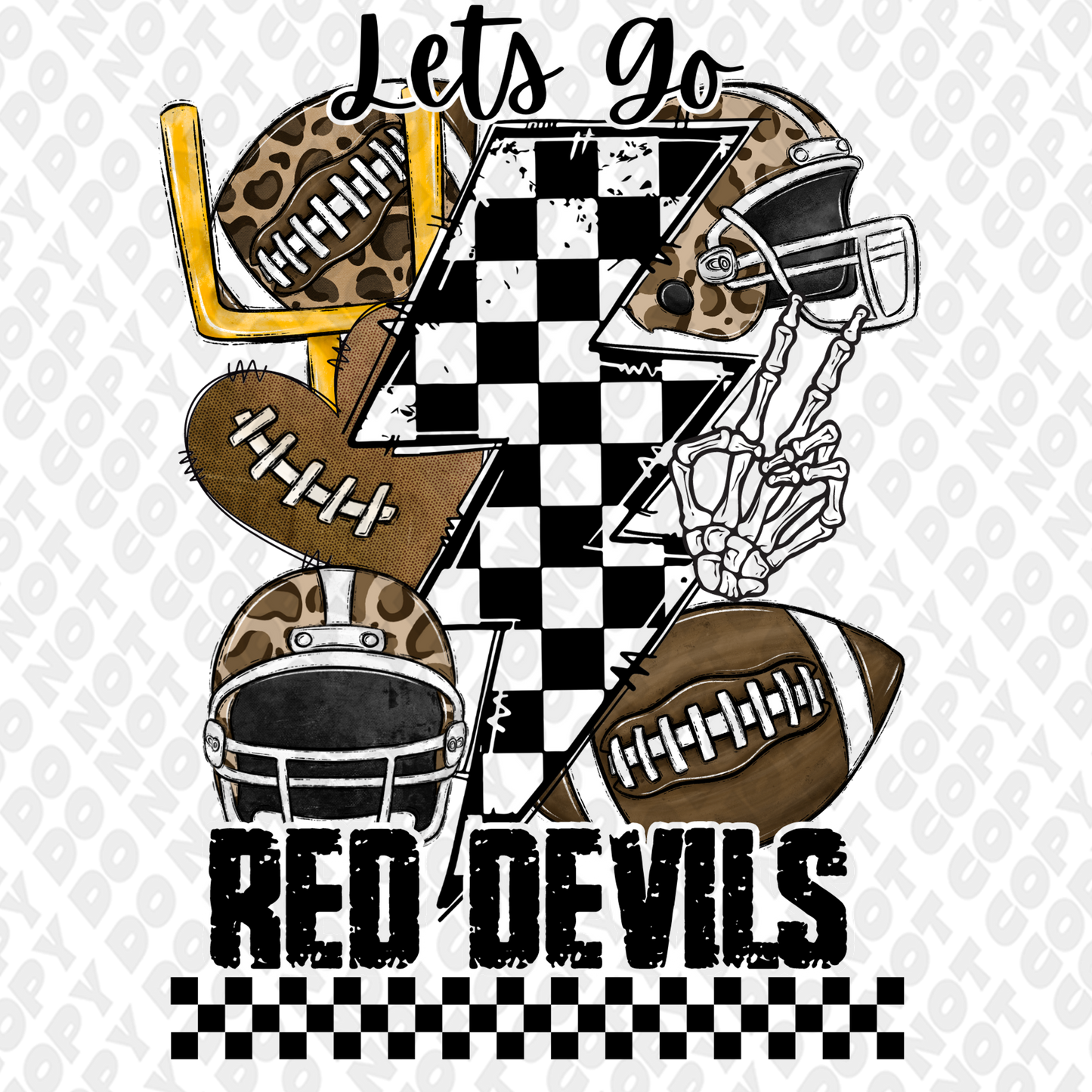Let's Go Red Devils DTF Transfer