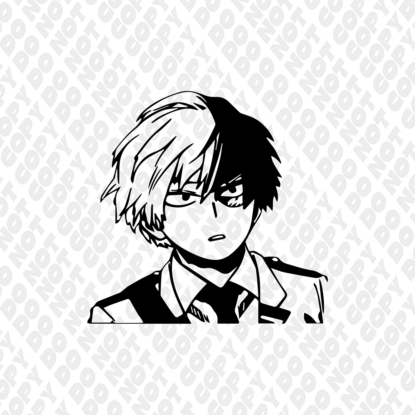 Todoroki Shocked Head Shot Outline