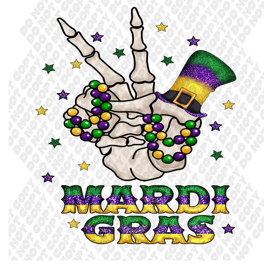 Peace Mardi Gras Skeleton Transfer