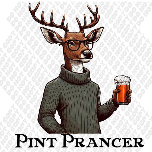 Pint Prancer Reindeer DTF Transfer