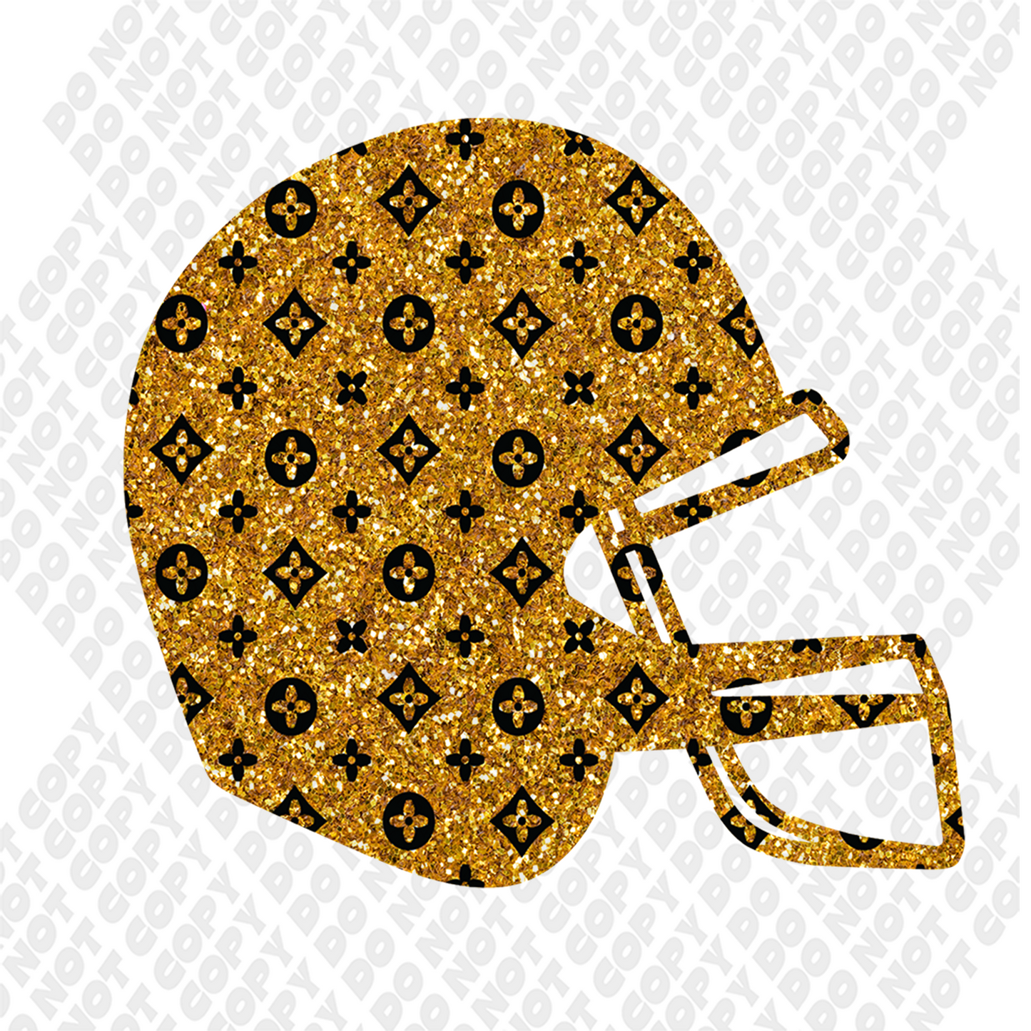LV Inspired Gold Football Helmet DTF Transfer