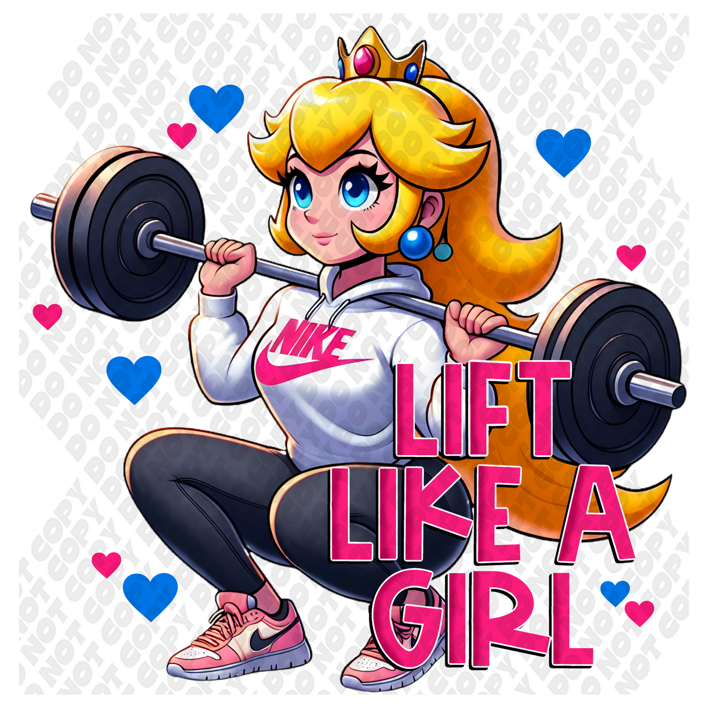 Lift like a girl Princess Peach DTF Transfer
