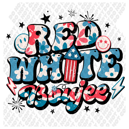 Red White Boujee 4th of July DTF Transfer