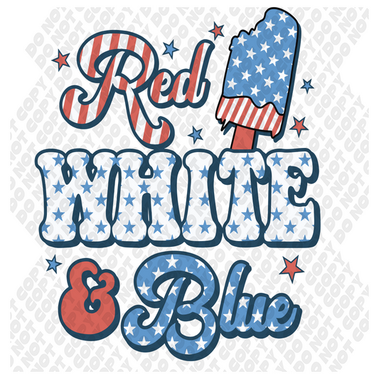 Red White & Blue Popsicle Fourth of July Transfer