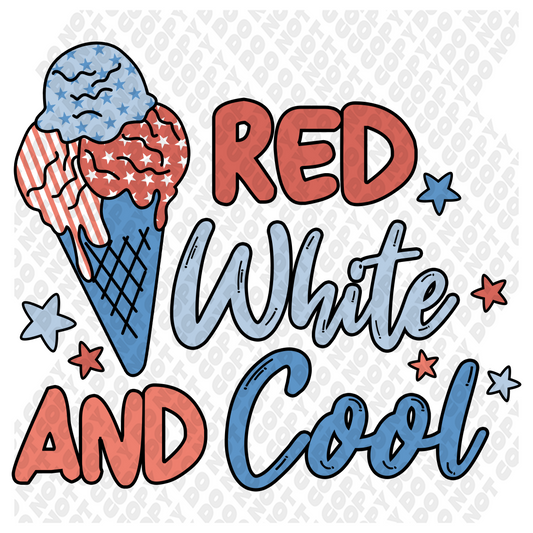 Red White and Cool 4th of July DTF Transfer