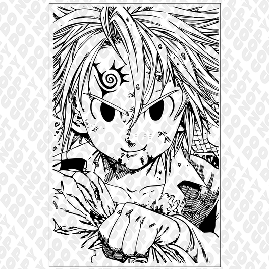 Meliodas Confident Outline