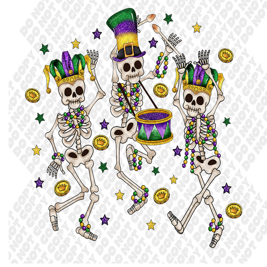 Mardi Gras Skeleton Celebration Transfer