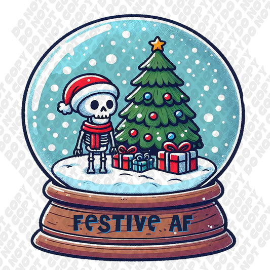 Festive Skeleton Snowglobe DTF Transfer