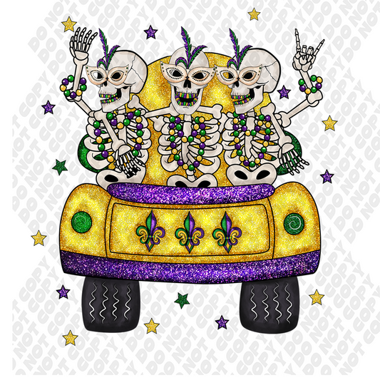 Mardi Gras Skeleton Celebration Truck Transfer
